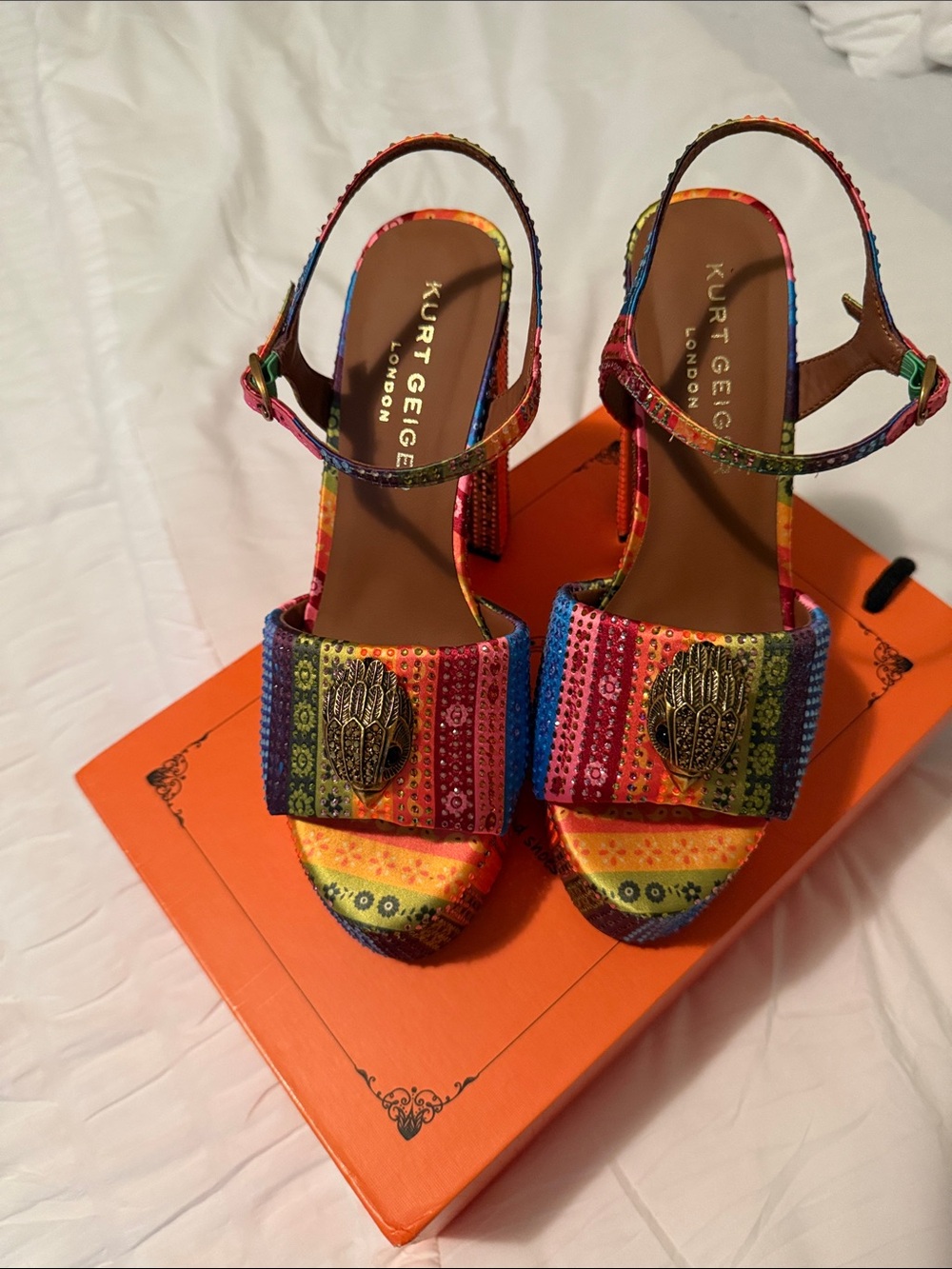 Kurt Geiger Rainbow Strappy Block Heel Sandals
